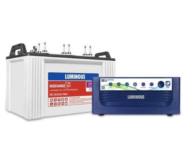 Luminous Inverter & Battery Combo for Home, Office & Shops (Eco Volt Neo 1050 Sine Wave Inverter, Red Charge 15000PRO 120Ah Battery)