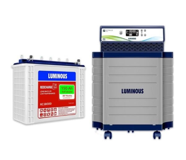 Luminous Inverter & Battery Combo with Trolley for Home, Office & Shops (Optimus 1250 Sine Wave Inverter, RC 18000 150 Ah Tall Tubular Battery & Trolley)